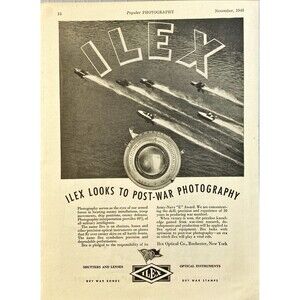 ILEX "Looks to Post-War Photography" Picture of Boat Race Vintage Print Ad 1943